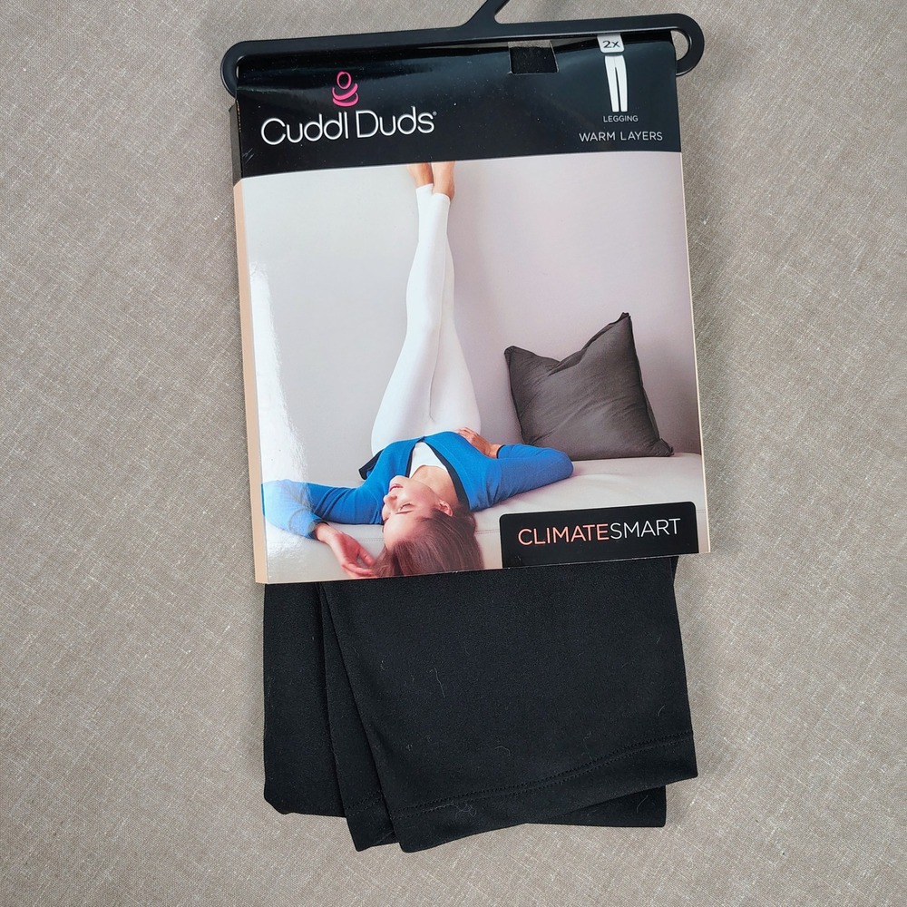 NWT Cuddl Duds Womens 2X Climatesmart Legging Black Polyester Gorpcore Basic